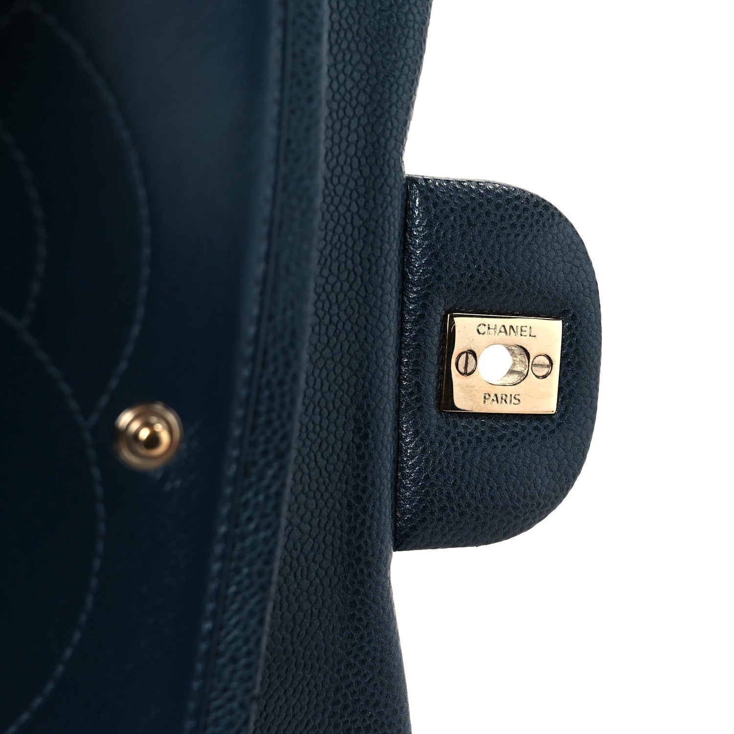 Chanel Metallic Caviar Quilted Jumbo Double Flap Dark Blue 7 of 11