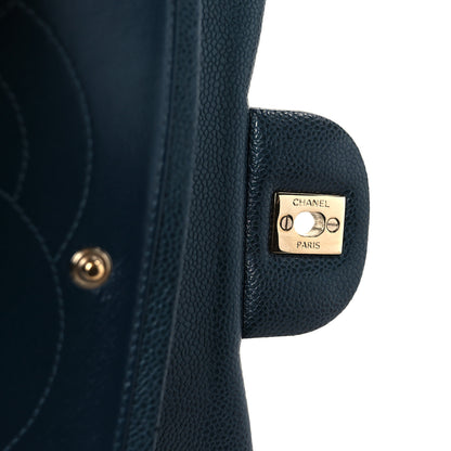 Chanel Metallic Caviar Quilted Jumbo Double Flap Dark Blue 7 of 11