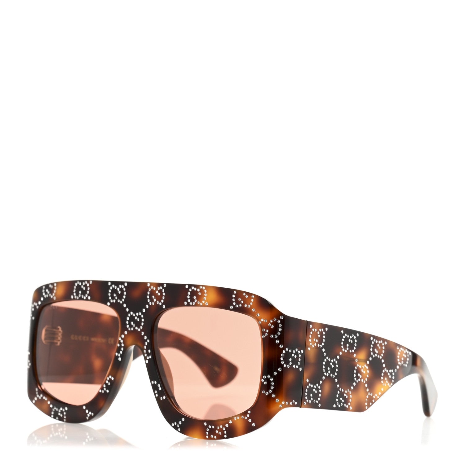 Gucci Acetate Monogram Shield Sunglasses GG0983S Havana 1749379