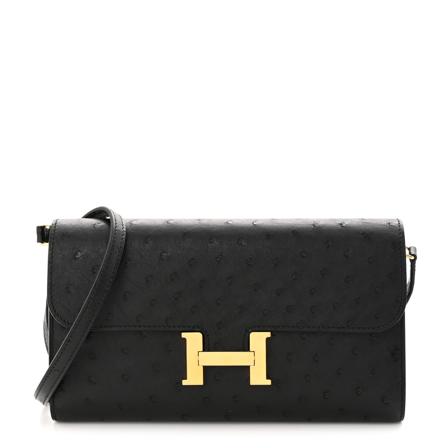 Hermes Ostrich Constance Long Wallet To Go Black 1 of 12