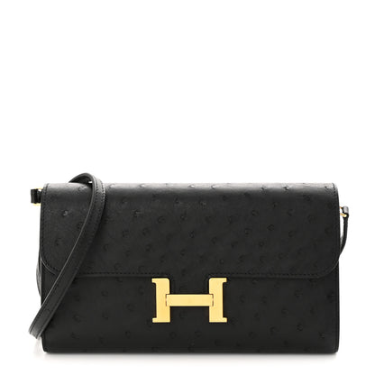 Hermes Ostrich Constance Long Wallet To Go Black 1 of 12