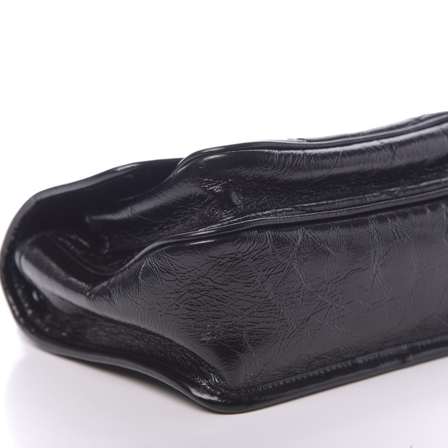 Crinkled Calfskin Matelasse Monogram Baby Niki Chain Satchel Black