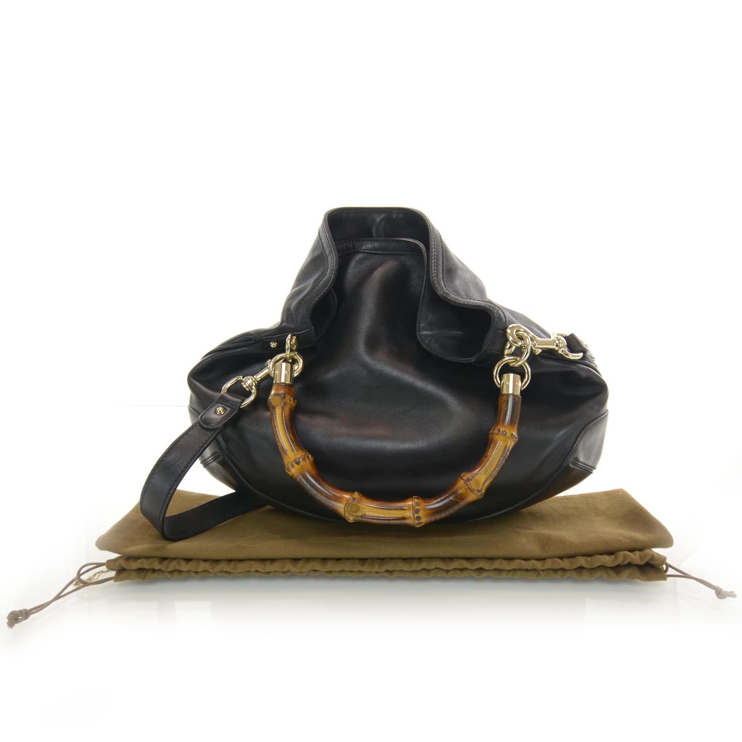 Gucci Leather Large Peggy Bamboo Handle Hobo Black 3 of 7