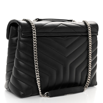 Saint Laurent Calfskin Y Quilted Monogram Medium Loulou Chain Satchel Black 4 of 17