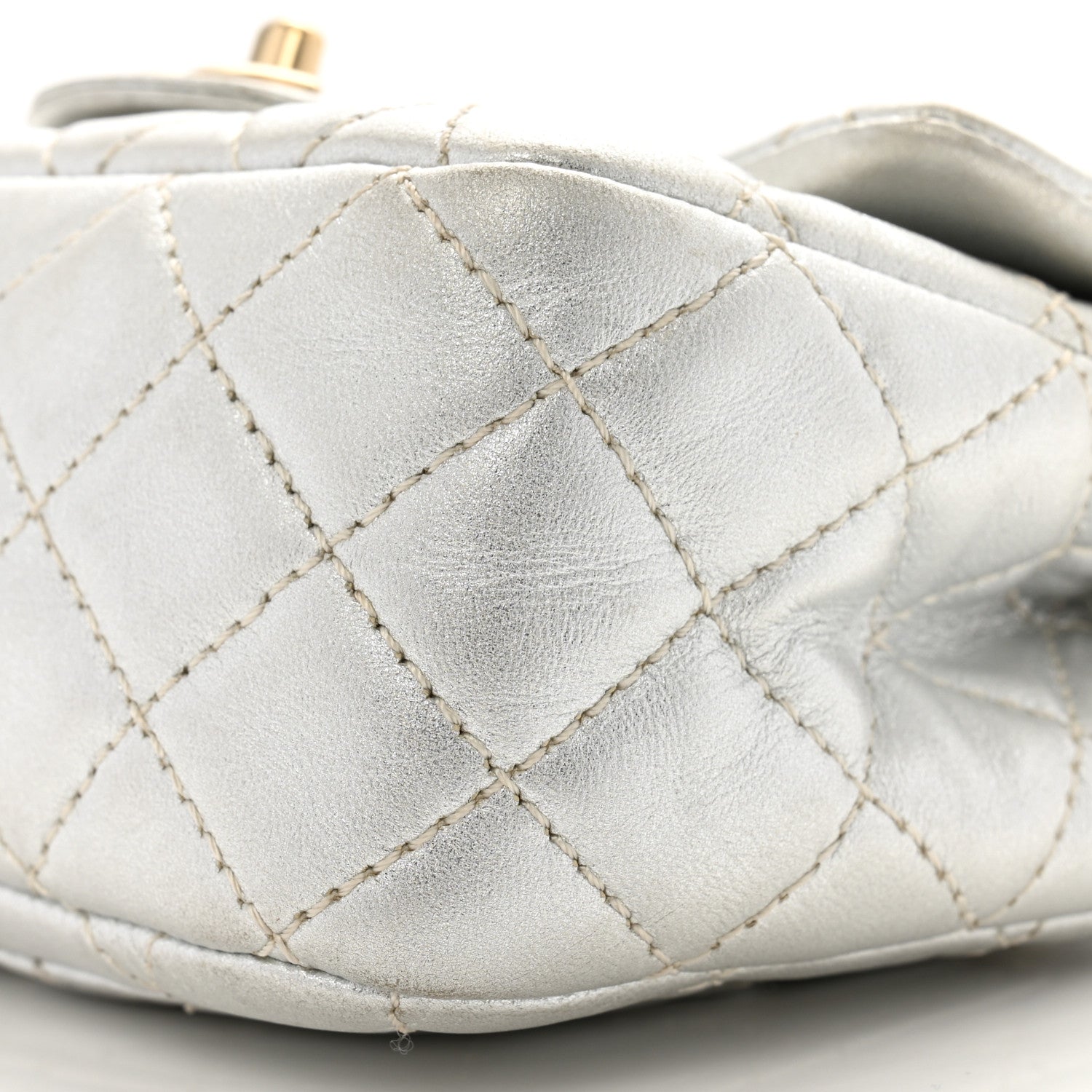 Chanel Metallic Lambskin Quilted Mini Square Flap Silver 1678286