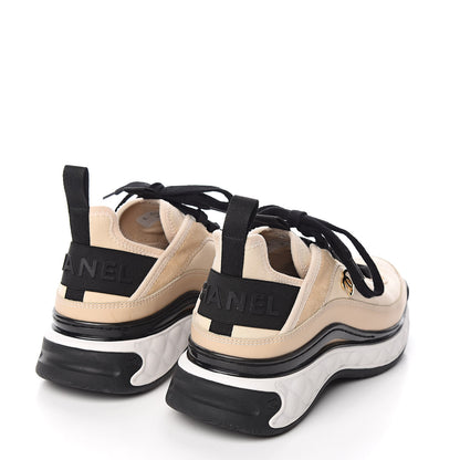 Chanel Fabric Calfskin Suede CC Sneakers 36.5 Beige 4 of 8