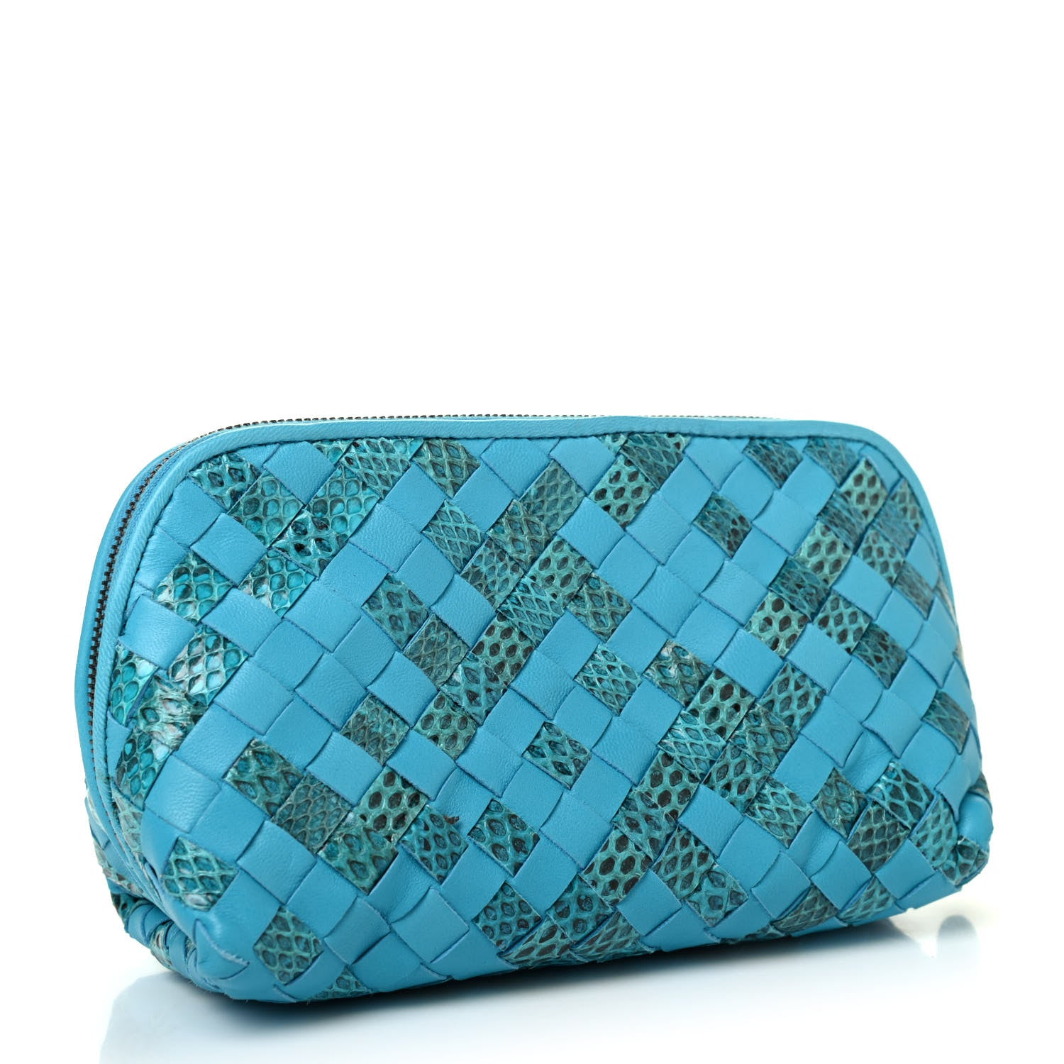 Bottega Veneta Nappa Ayers Intrecciato Cosmetic Case Teal 2 of 4