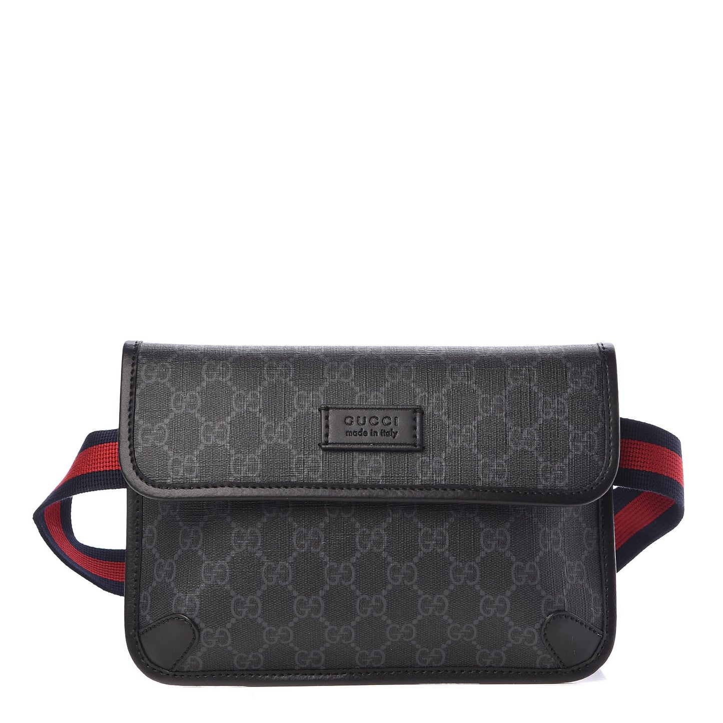GG Supreme Monogram Web Slim Belt Bag Black Grey