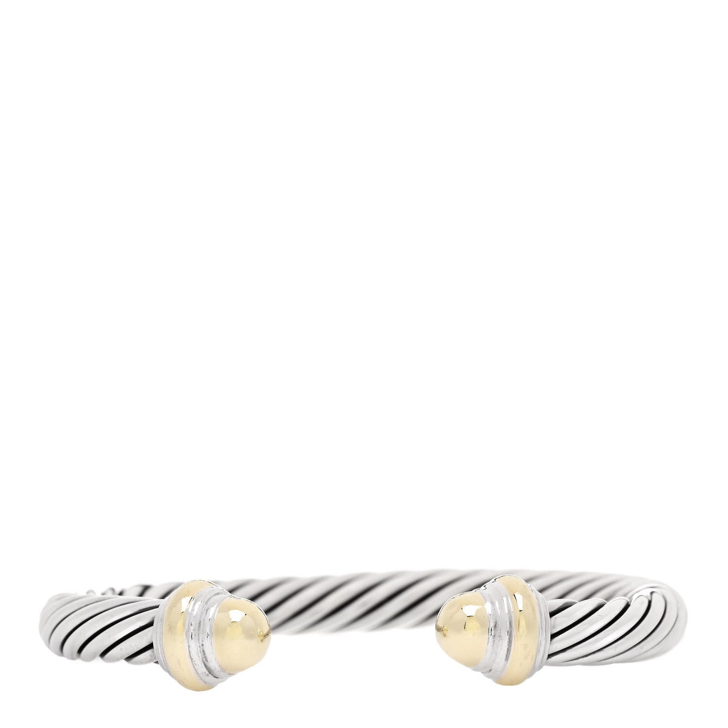 Sterling Silver 14K Yellow Gold 7mm Cable Classics Dome Bracelet