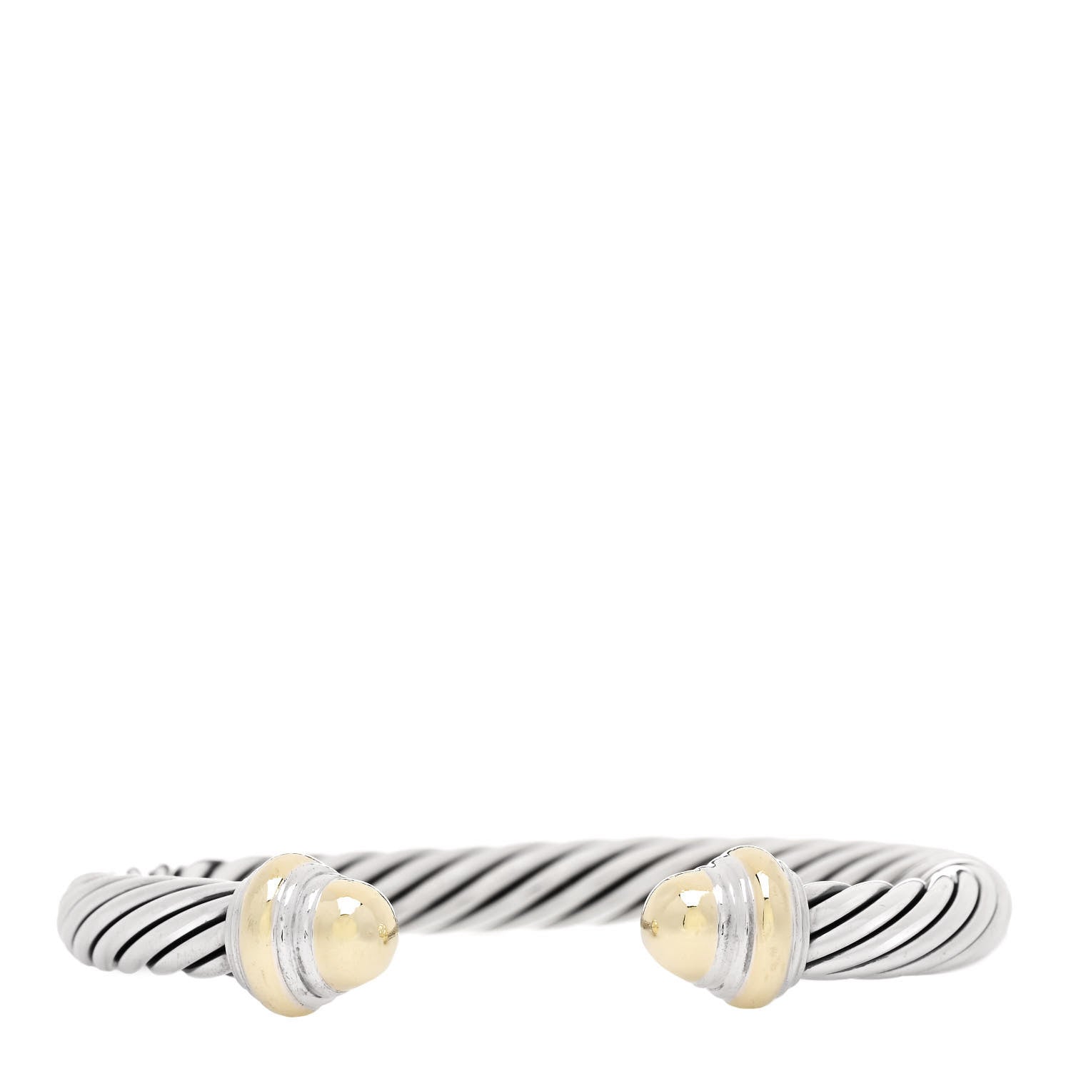 David Yurman Sterling Silver 14K Yellow Gold 7mm Cable Classics Dome Bracelet 1 of 3