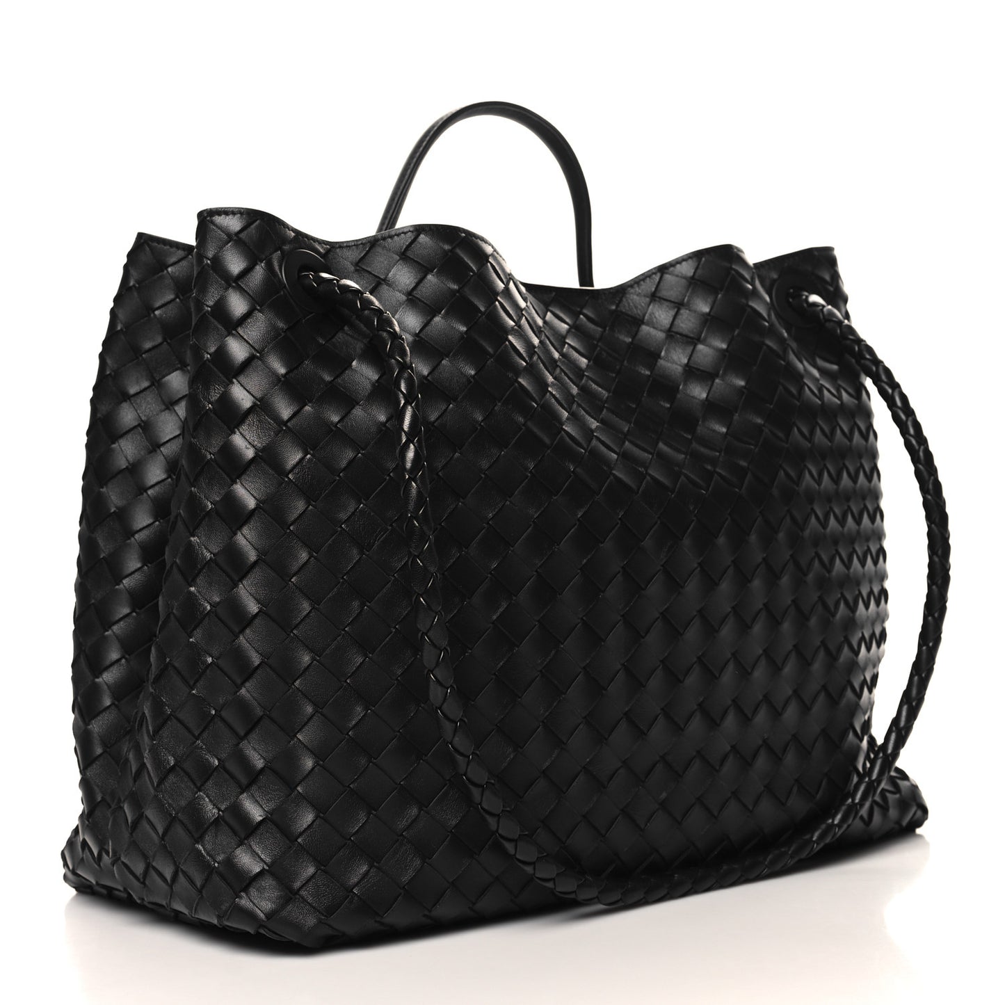 Nappa Intrecciato Large Andiamo Shoulder Bag Black