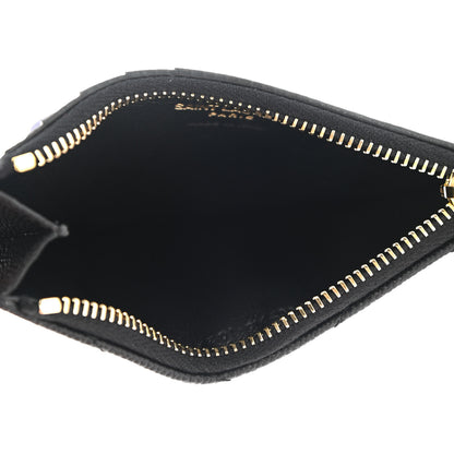 Saint Laurent Grain De Poudre Matelasse Chevron Monogram Fragments Zippered Card Case Black 5 of 8