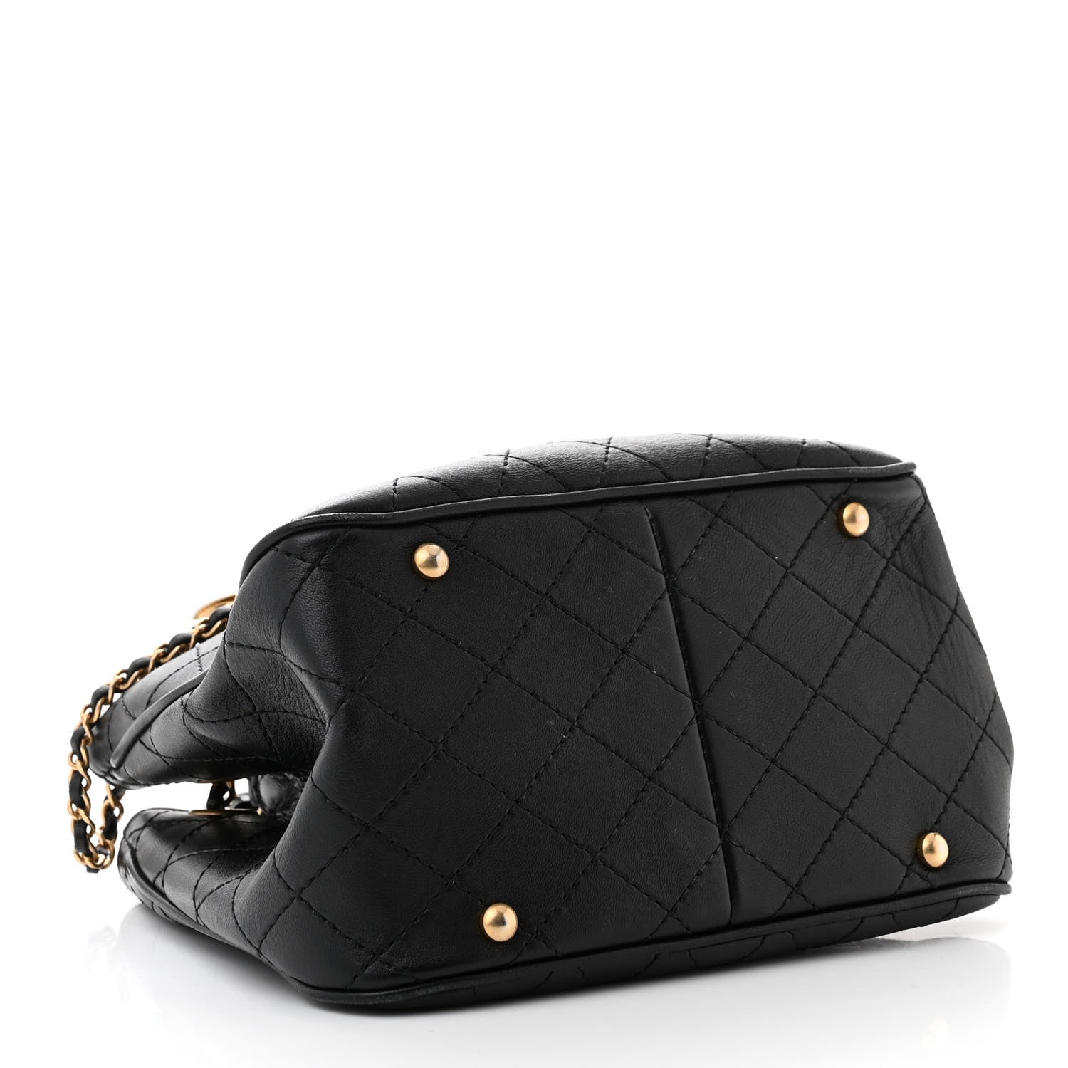 Chanel Calfskin Stitched Small Egyptian Amulet Drawstring Bag Black 4 of 10