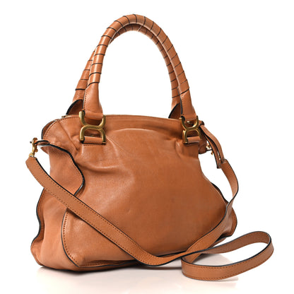 Chloe Calfskin Embroidered Medium Marcie Satchel Tan 3 of 10
