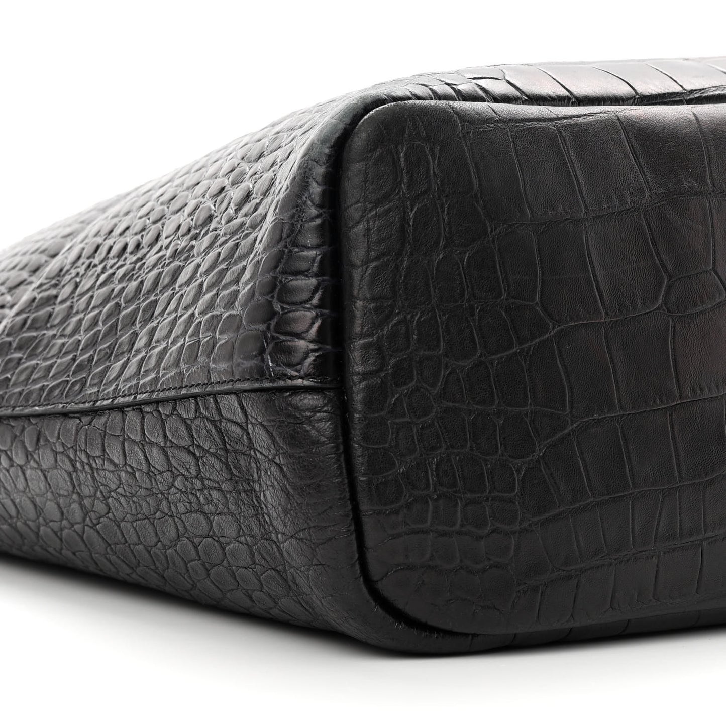 Calfskin Crocodile Embossed Medium Antigona Tote Black