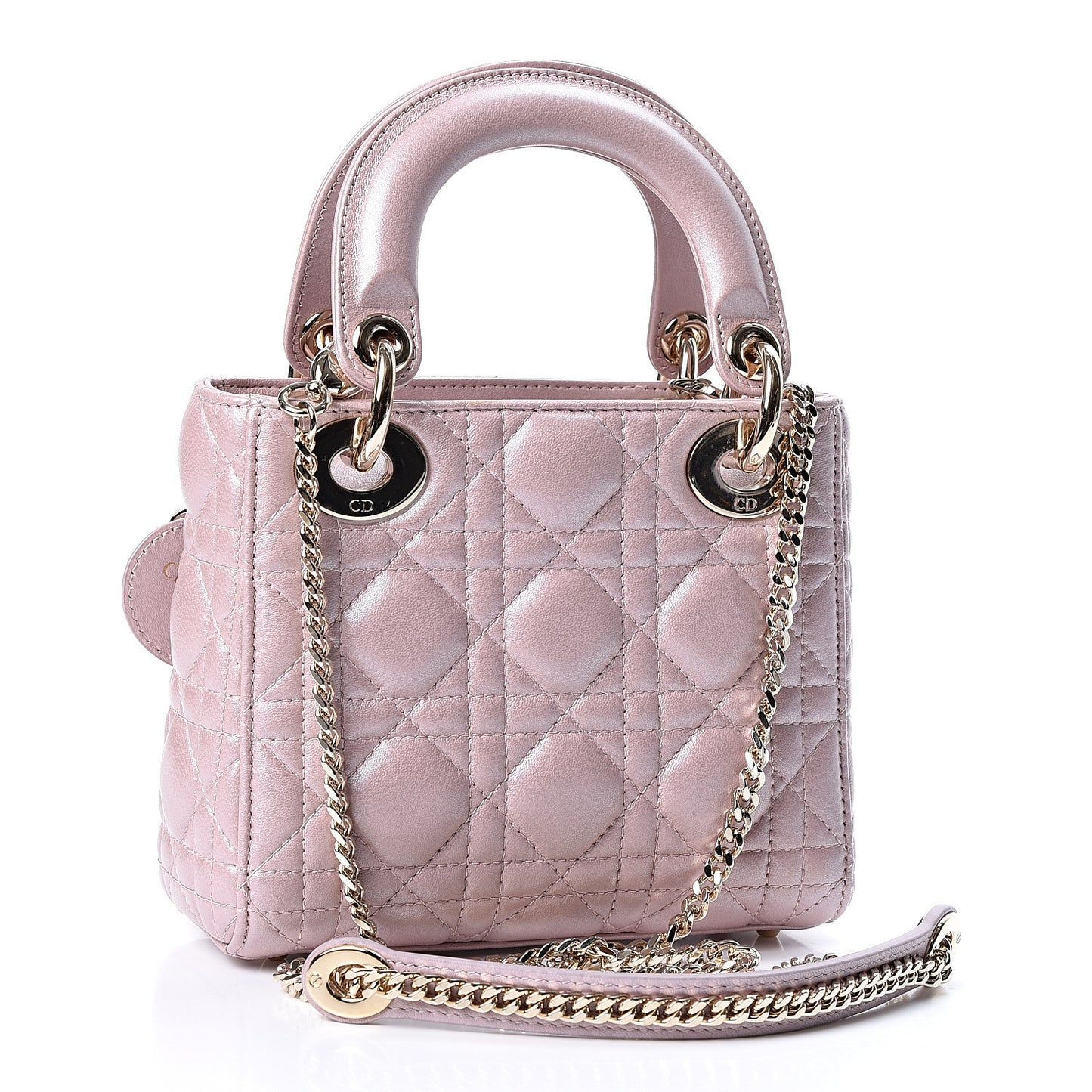 Metallic Lambskin Cannage Mini Lady Dior Lotus