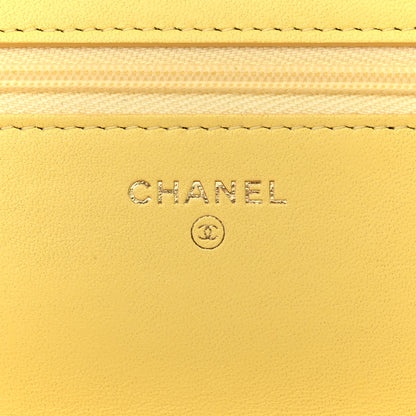 Chanel Lambskin Quilted Wallet On Chain WOC Pink Yellow 6 of 15