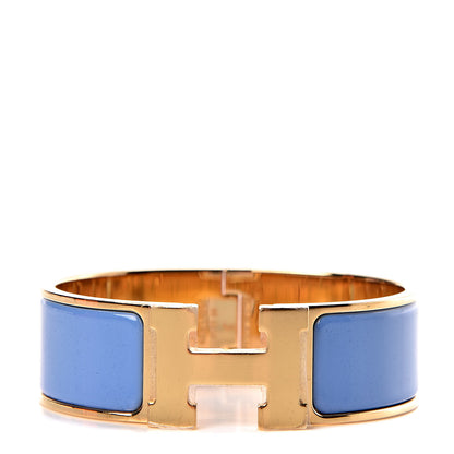 Hermes Enamel Wide Clic Clac H Bracelet GM Bleu Transat 1 of 5