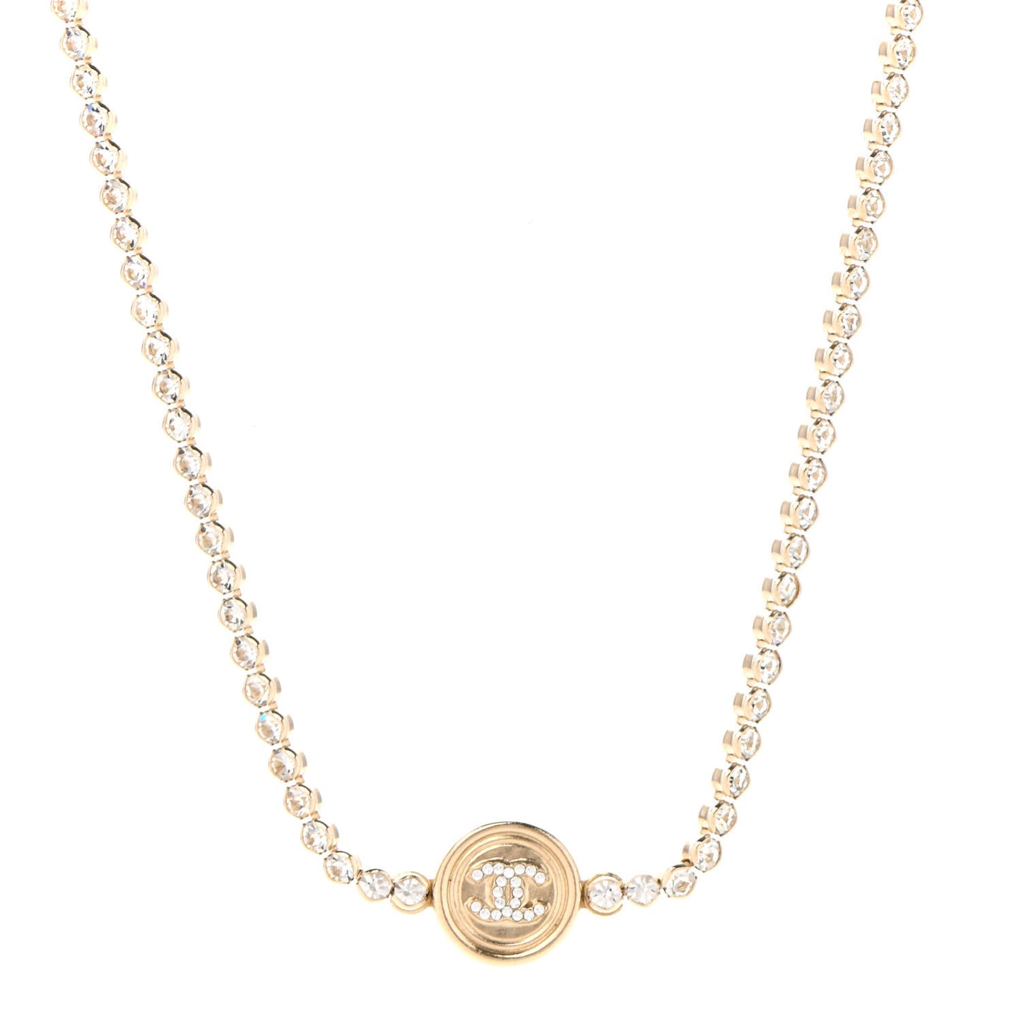 Crystal CC Chain Short Necklace Gold