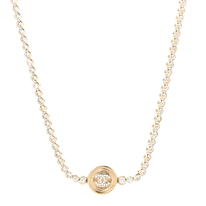 Chanel Crystal CC Chain Short Necklace Gold 1 of 7