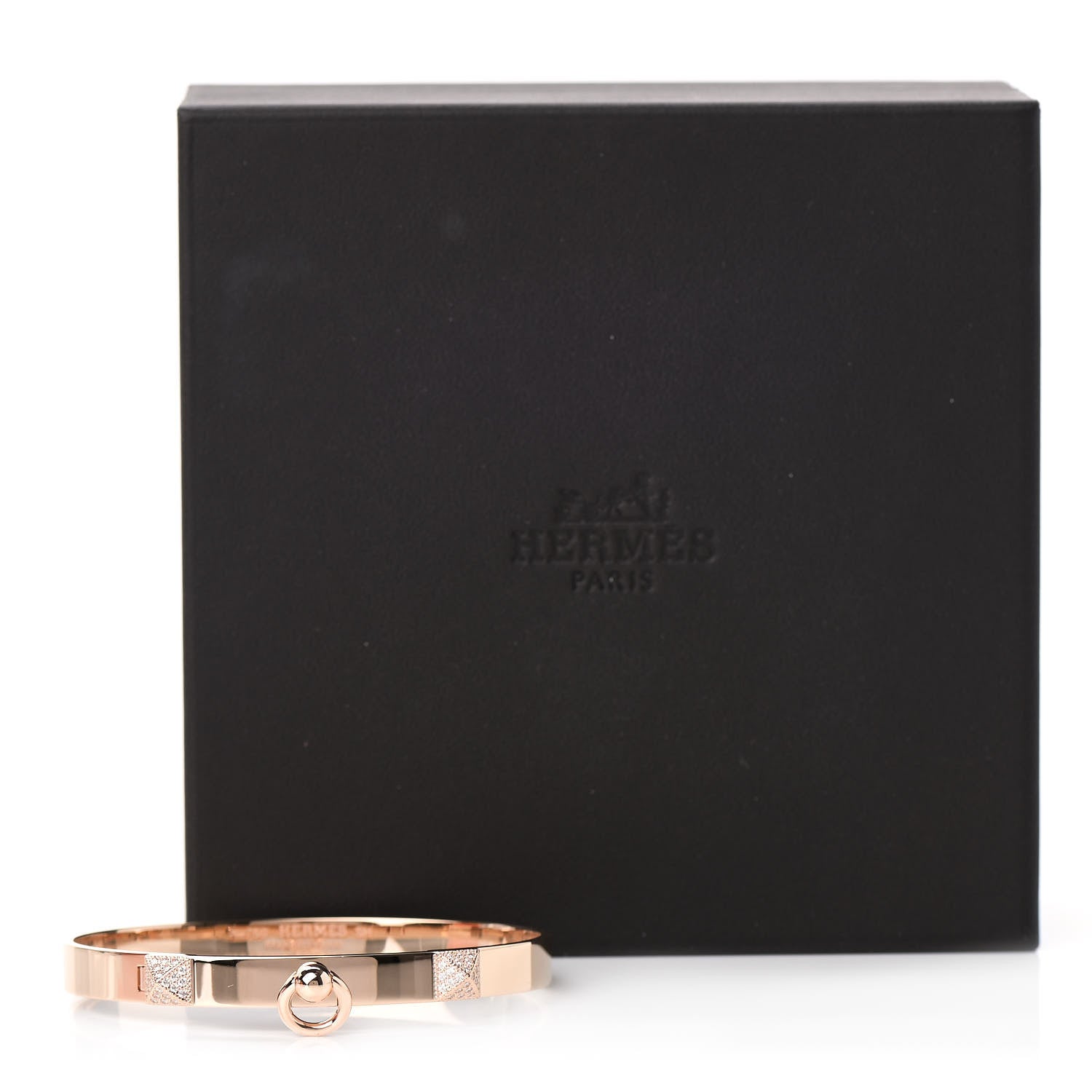 Hermes 18K Rose Gold Diamond PM Collier De Chien Bracelet SH 5 of 5