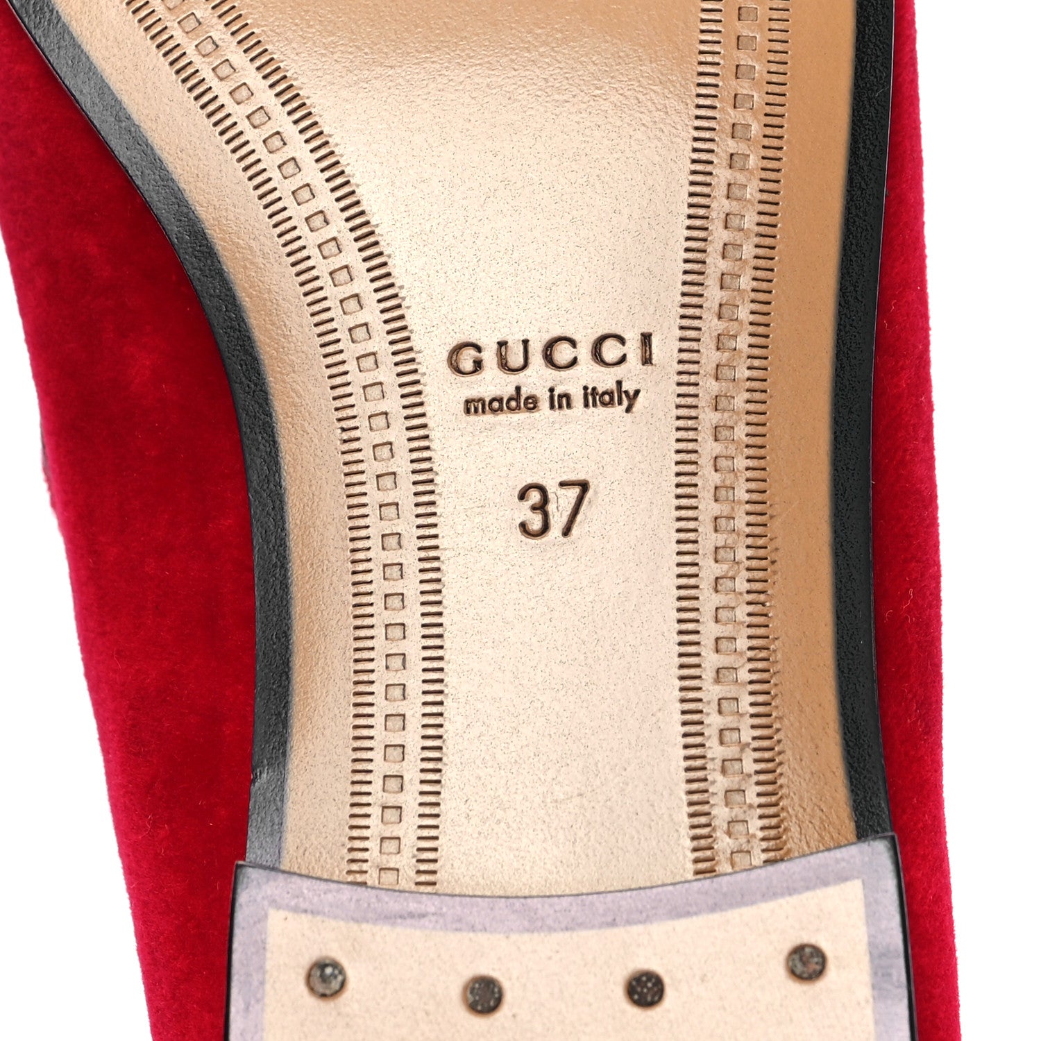 Gucci Velvet Horsebit Womens Jordaan Loafers 37 Hibiscus Red 7 of 9