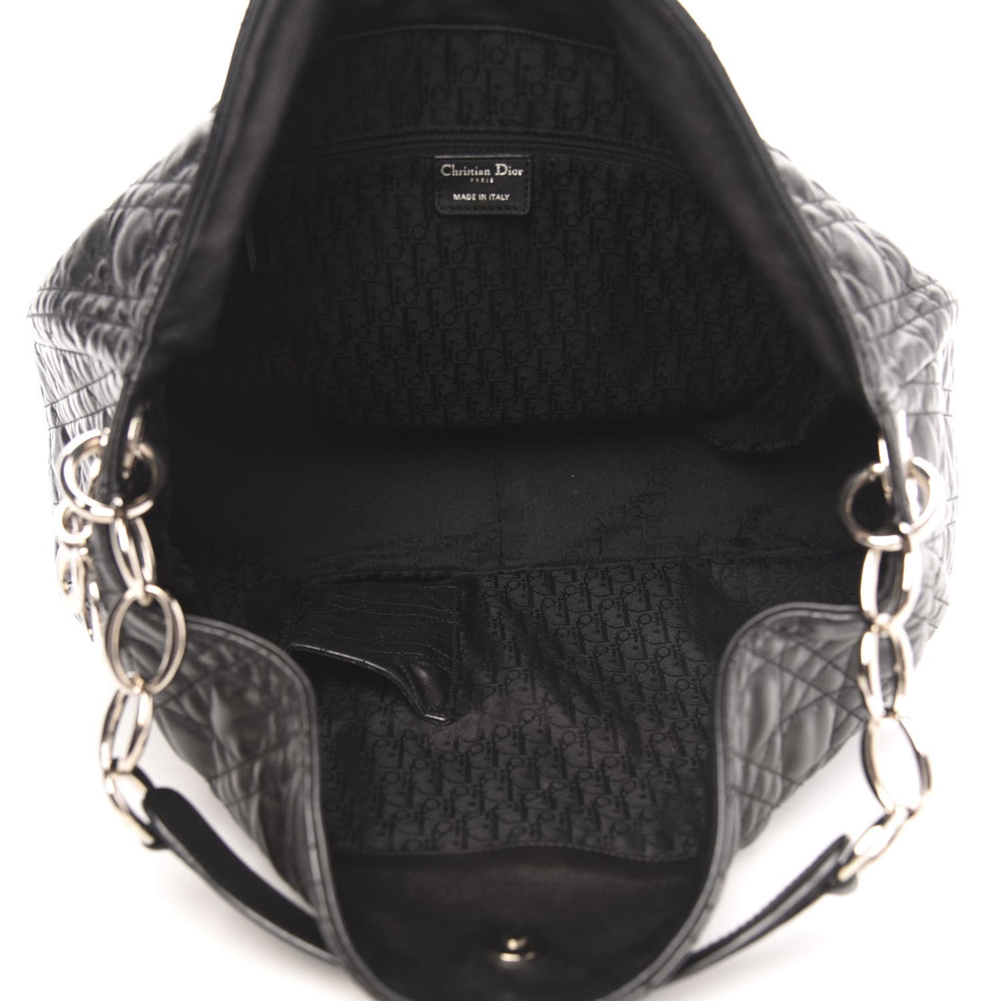 Lambskin Cannage Large Dior Soft Hobo Black