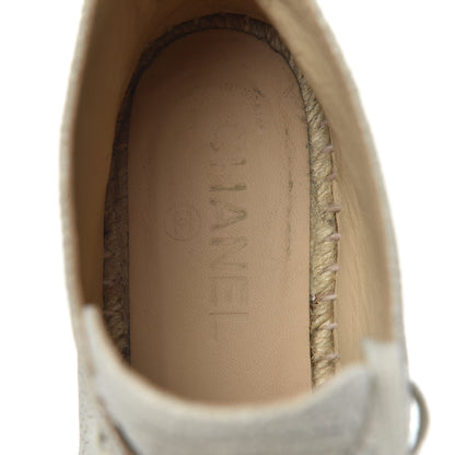 Chanel Crackled Calfskin High Top Espadrilles 37 Light Beige Black 8 of 10