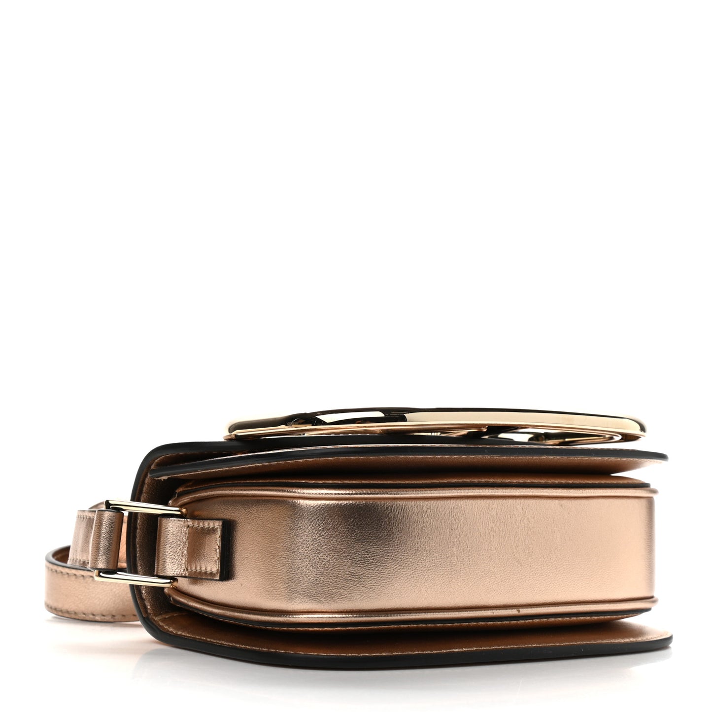 Metallic Nappa Small Supervee Crossbody Bag Champagne