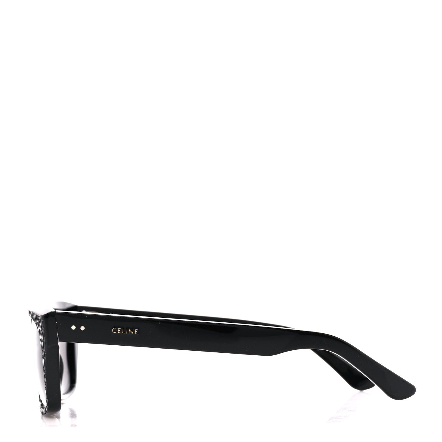 Celine Acetate Polarized Rectangular Crocodile Sunglasses CL4060IL Black 3 of 8
