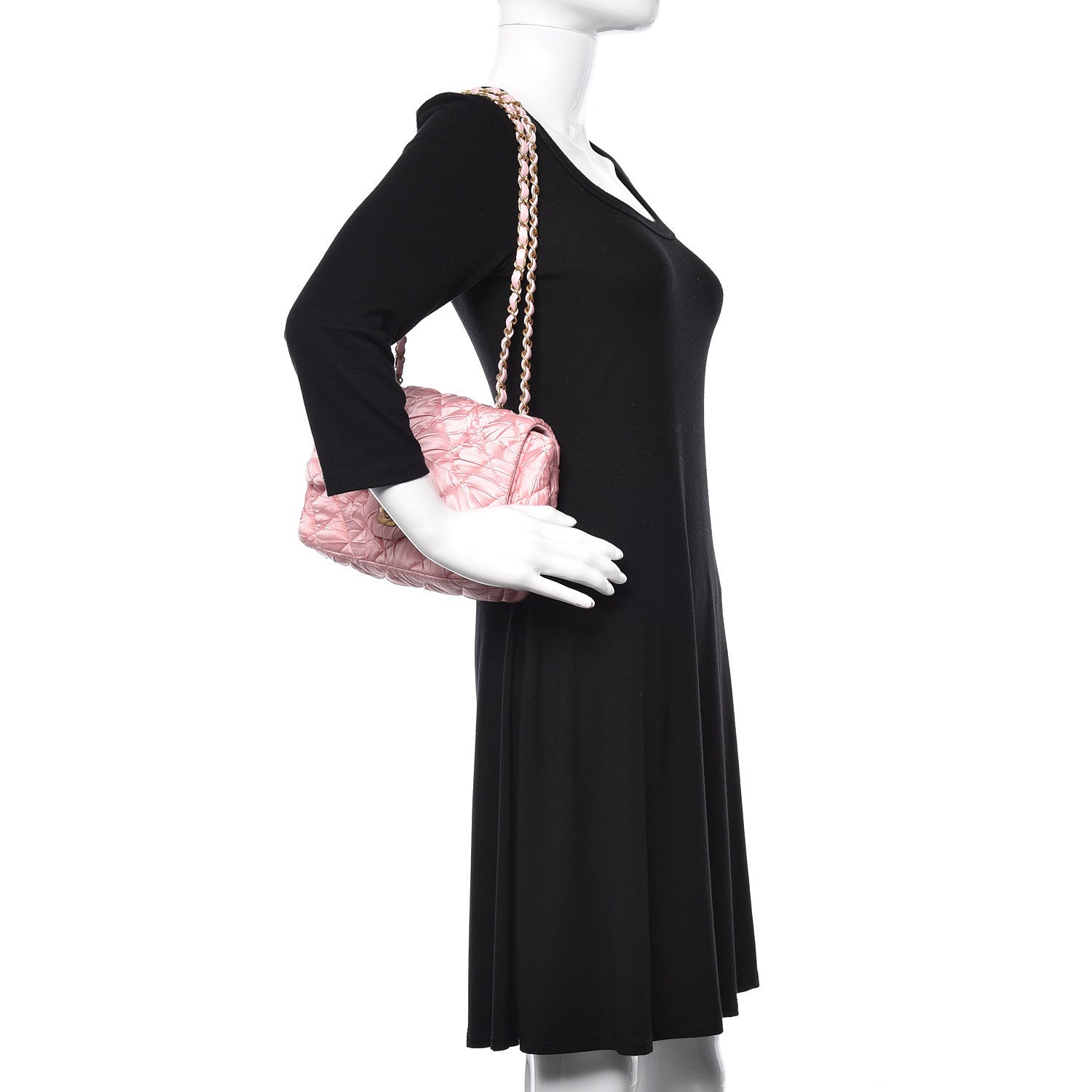 Chanel Satin Quilted Pleated Flap Pink 2 of 9
