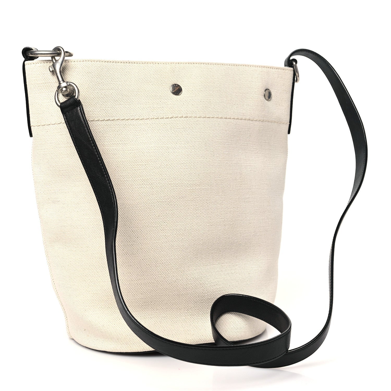 Saint Laurent Linen Calfskin Rive Gauche Bucket Bag Greggio Natural 4 of 11