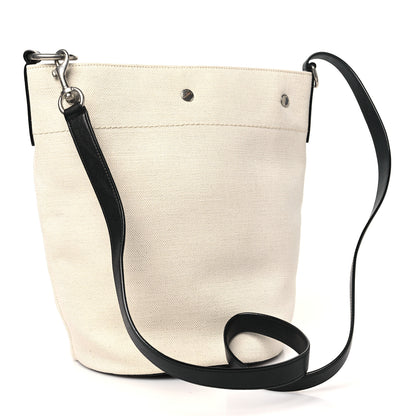Saint Laurent Linen Calfskin Rive Gauche Bucket Bag Greggio Natural 4 of 11