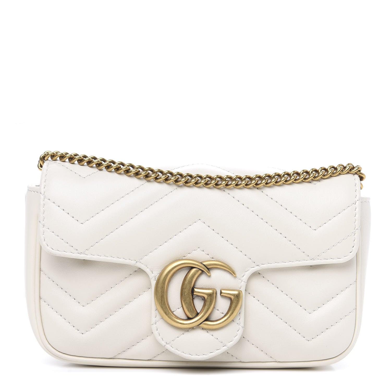 Gucci Calfskin Matelasse Super Mini GG Marmont Shoulder Bag White 1 of 10