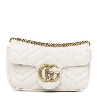Gucci Calfskin Matelasse Super Mini GG Marmont Shoulder Bag White 1 of 10