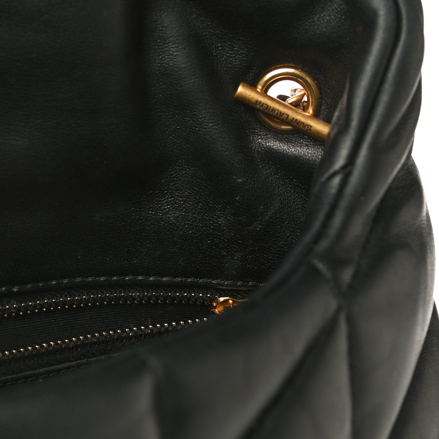 Saint Laurent Lambskin Quilted Toy Loulou Puffer Monogram Chain Satchel Black 13 of 15