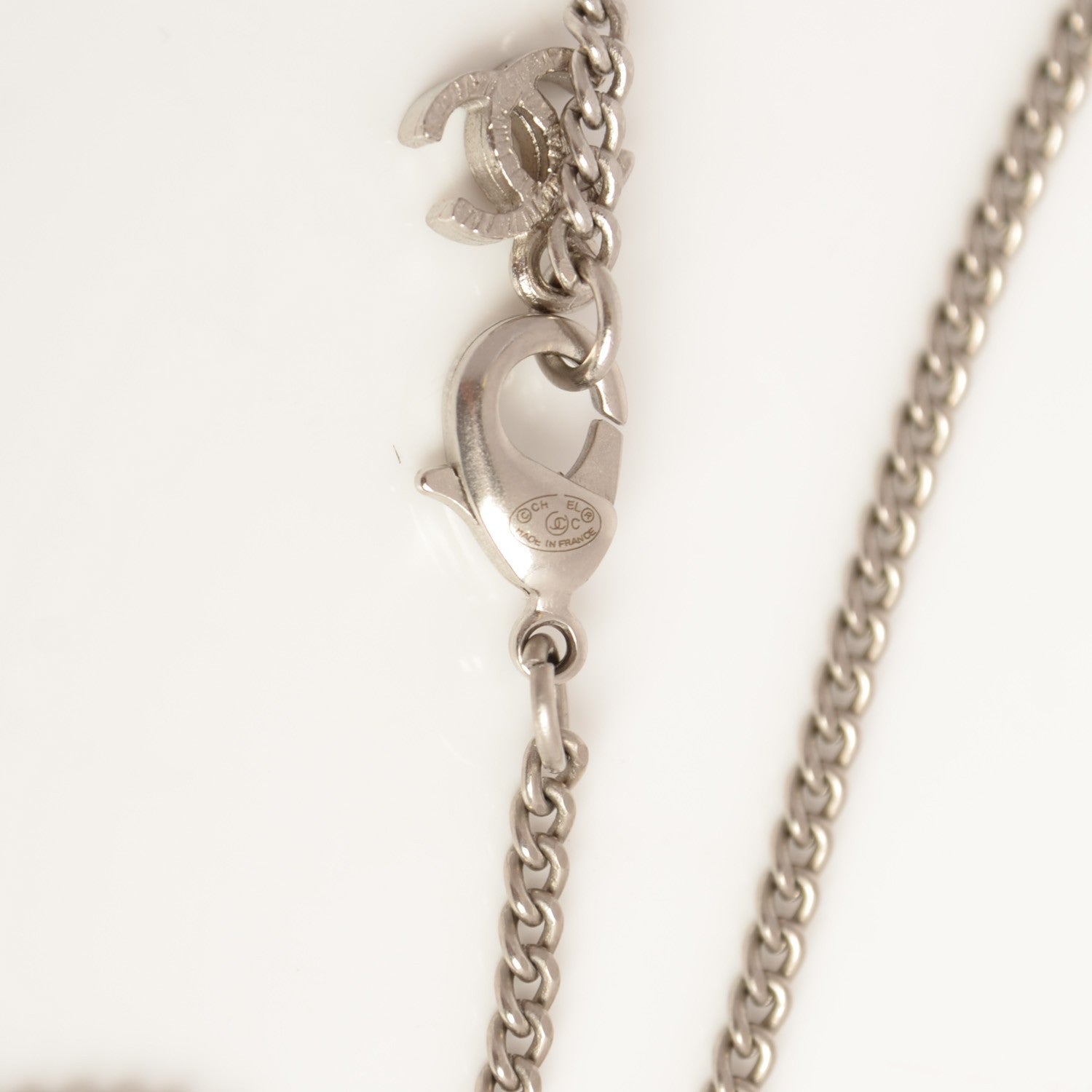 Chanel Crystal Baguette CC Necklace Silver 6 of 6