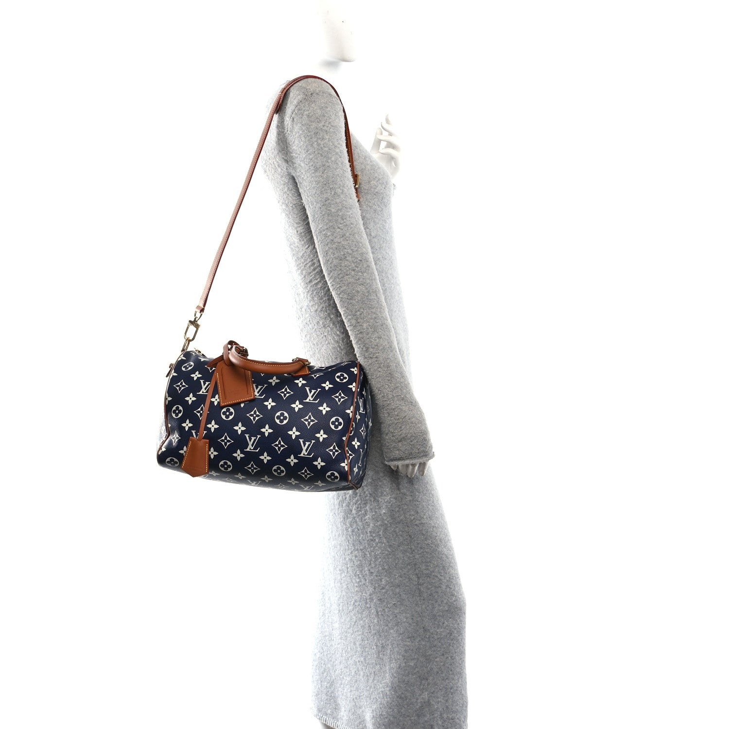 Louis Vuitton Calfskin Monogram Speedy P9 Bandouliere 30 Indigo 2 of 11
