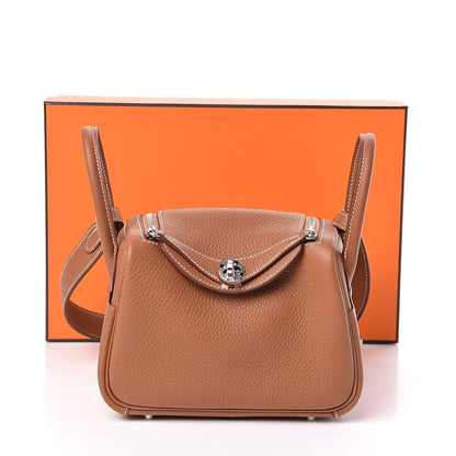 Hermes Taurillon Clemence Mini Lindy 20 Gold 10 of 10