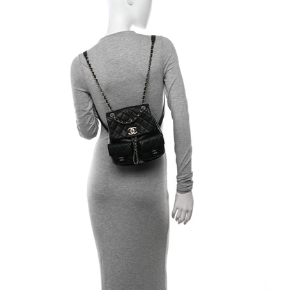 Chanel Shiny Caviar Quilted Medium Duma Pockets Drawstring Backpack Black 2 of 10