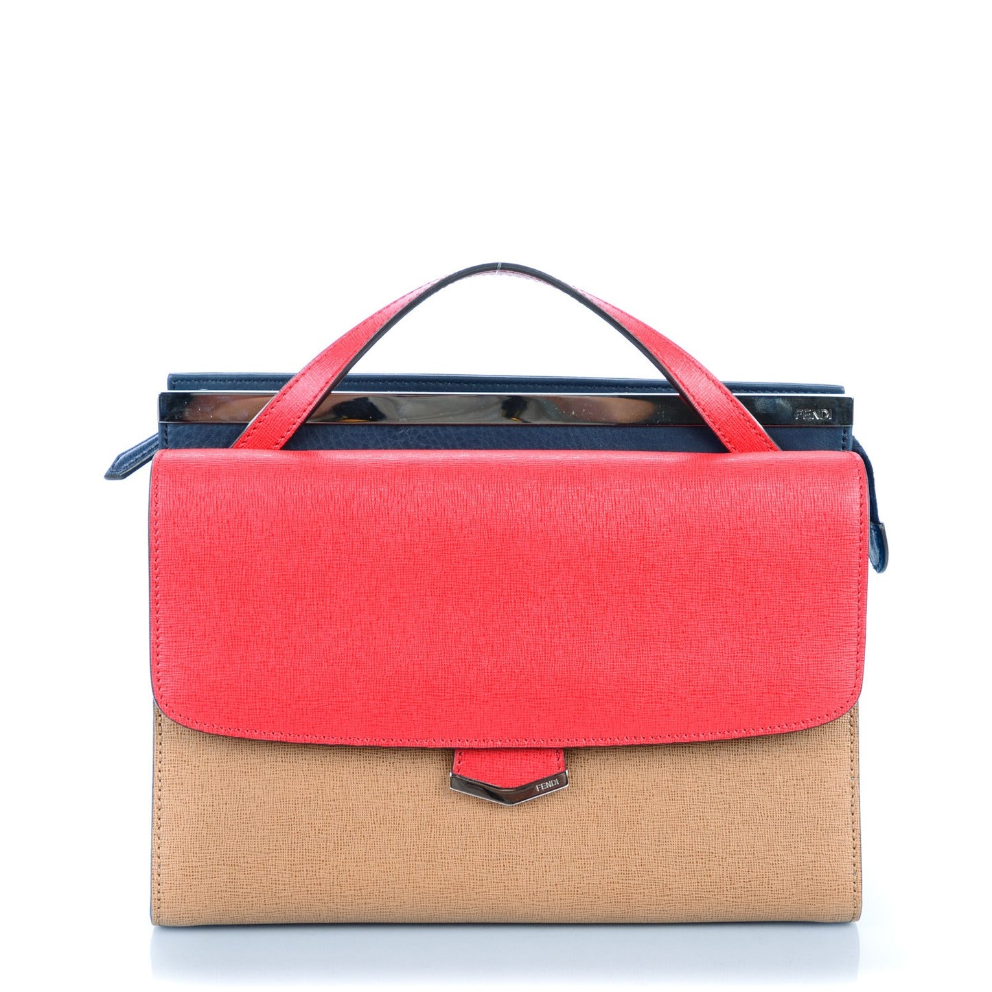 Vitello Elite Flamingo Colorblock Demi Jour Shoulder Bag Orzo Mattone Maldives