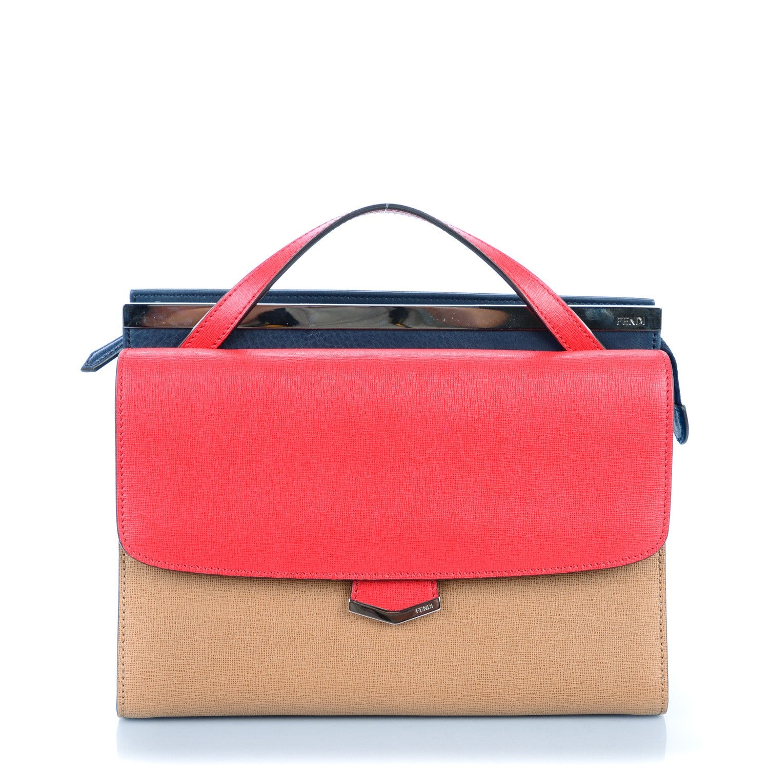 Fendi Vitello Elite Flamingo Colorblock Demi Jour Shoulder Bag Orzo Mattone Maldives 1 of 7