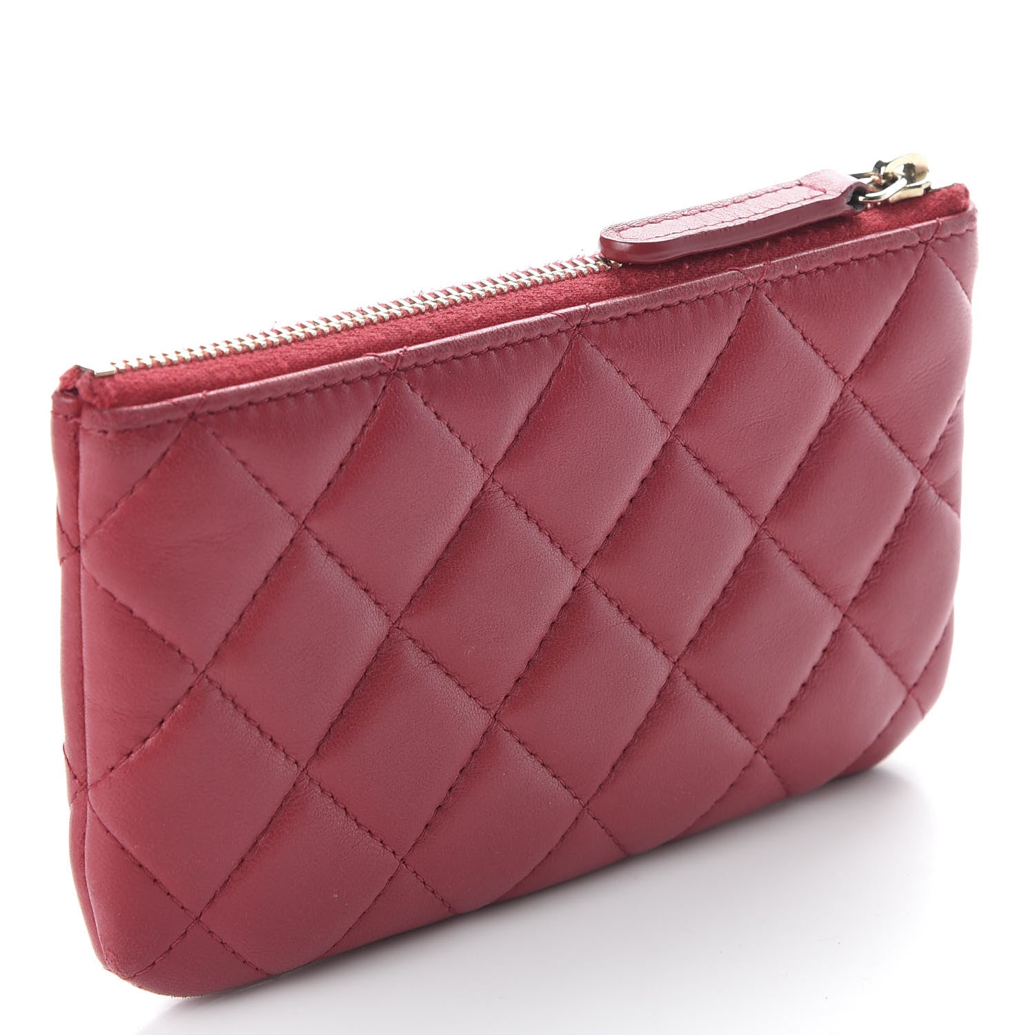 Chanel Lambskin Quilted Small Cosmetic Case Dark Pink 3 of 10