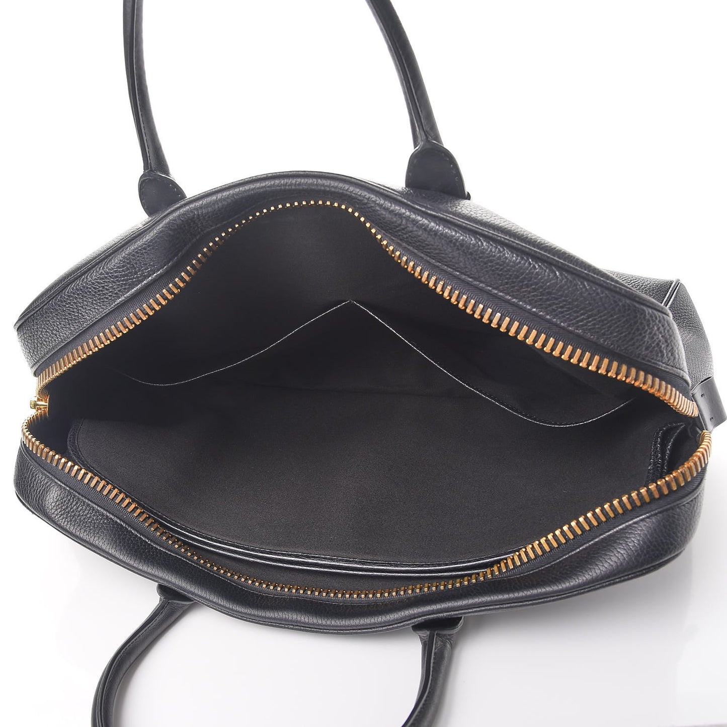 Calfskin Buckley Flat Trapeze Briefcase Black