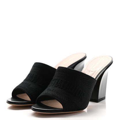 Christian Dior Cotton Embroidered Dway 85mm Slide Sandals 36.5 Black 3 of 7
