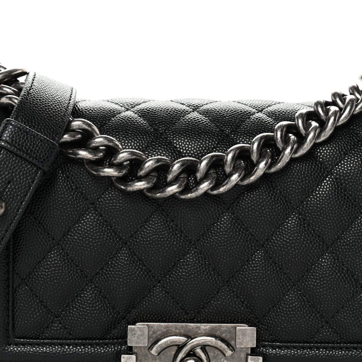 Caviar Quilted Small Boy Flap Black