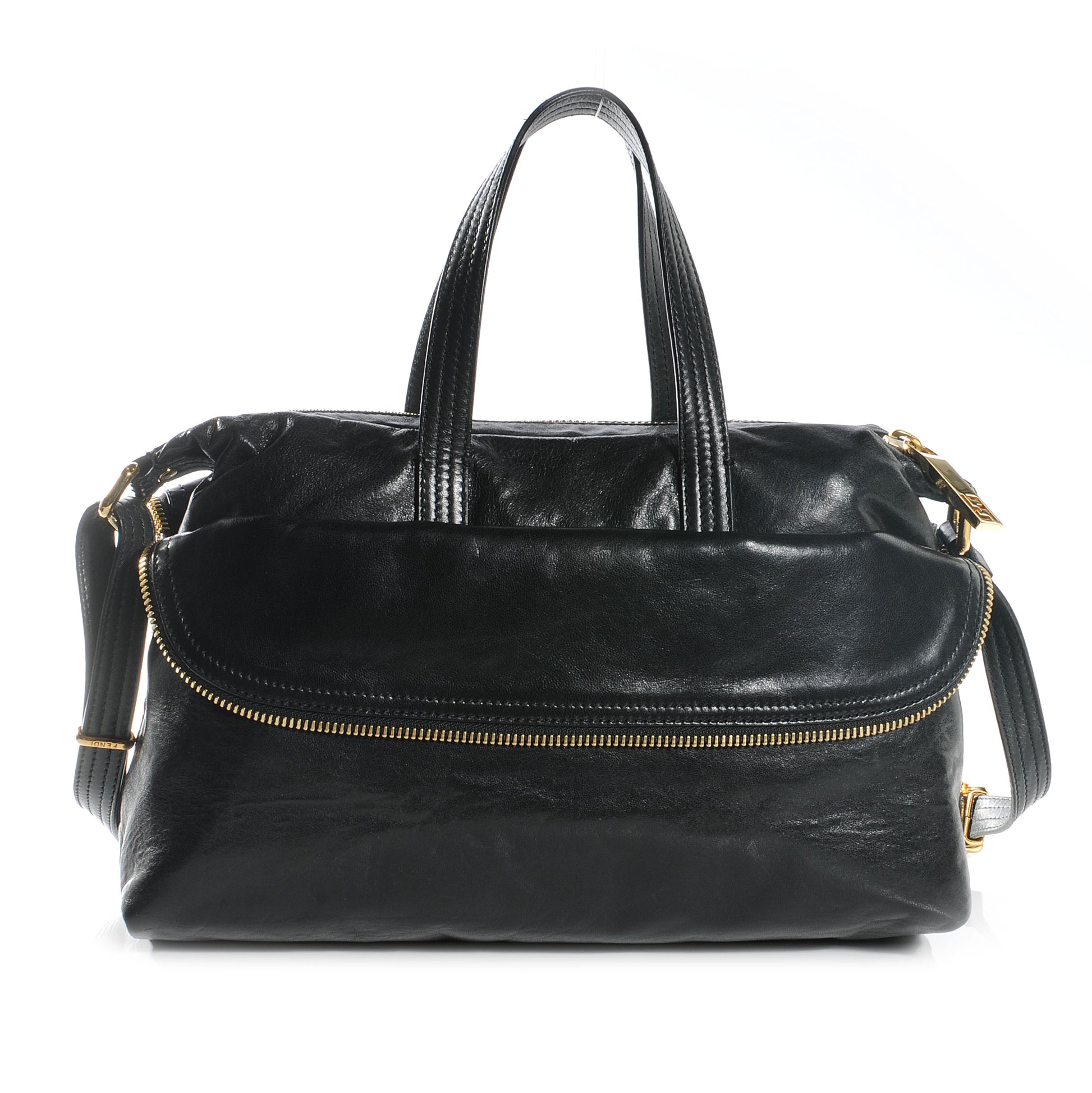 Fendi Goatskin Zip It Satchel Black 1 of 7