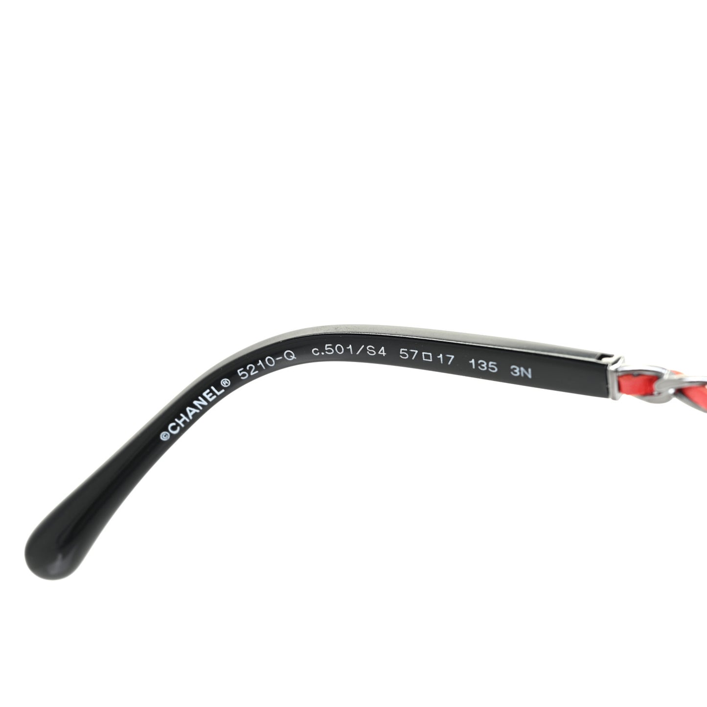 Lambskin Square Chain Sunglasses 5210-Q Black Red