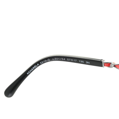 Chanel Lambskin Square Chain Sunglasses 5210-Q Black Red 6 of 8