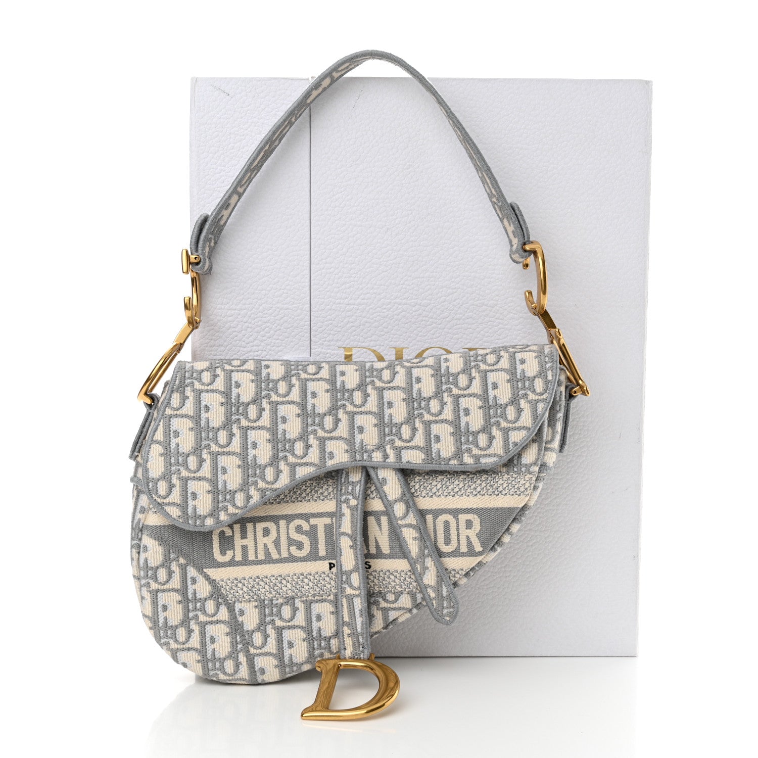 Christian Dior Oblique Embroidered Saddle Bag Gray 11 of 11